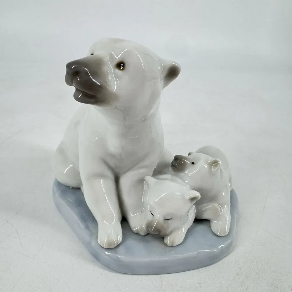 Lladro Polar Bear & Cubs Figurine Daisa 1986 Spain Mini Porcelain 3.5”